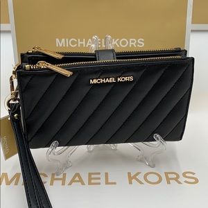 MICHAEL KORS PEYTON LG DOUBLE ZIP WRISTLET VEGAN